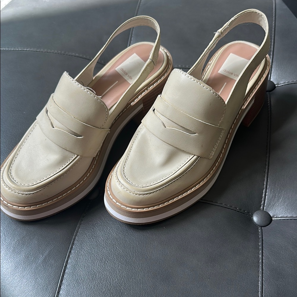 Dolce Vita Beige Cream Slingback Loafers